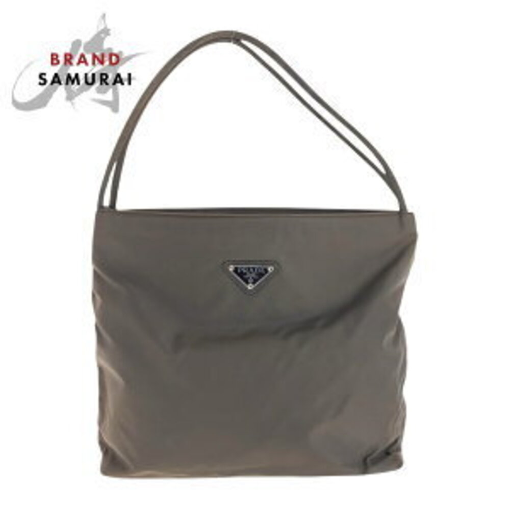 Prada Nylon Plate Logo Tessuto Brown Bag Shoulder Triangle - Picture 2 of 10